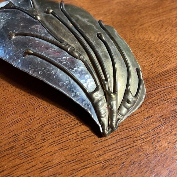 Mixed Metal Brutalist Belt Buckle Brass Silver Oversized Western Gypsy Modernist - Picture 4 of 7